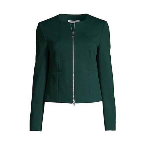 HUGO BOSS NEW $495 Jaxine Structured Jersey Houndstooth Jacket in Pine Size 4 - Picture 3 of 6